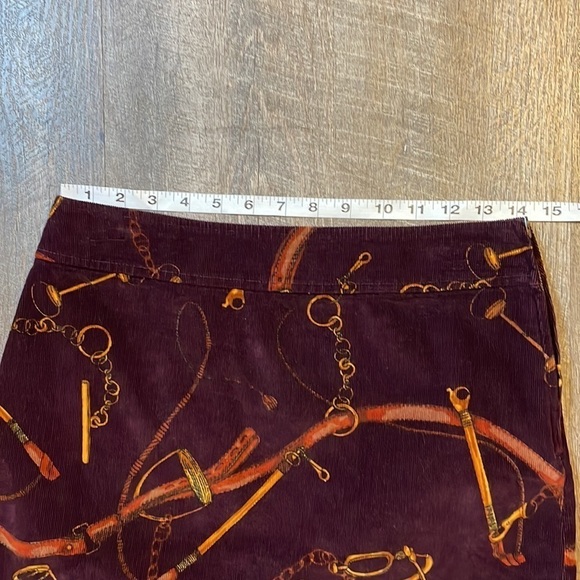 Talbots Petite Maroon Corduroy Horse Bit Bridle Design Mini Skirt size PM - Picture 13 of 15